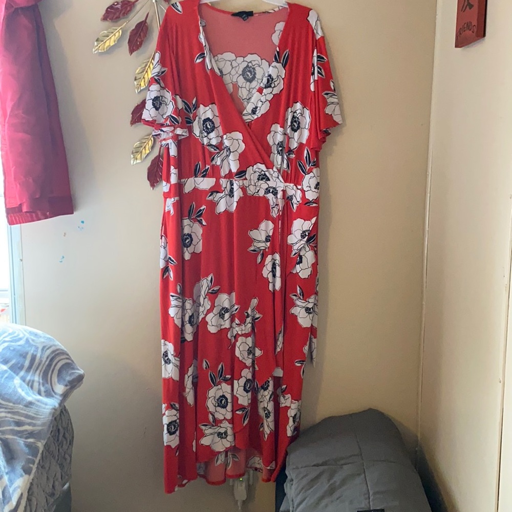 Red flower dress